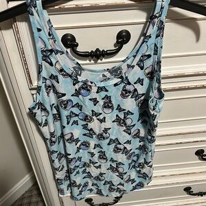 Blue Butterfly Print Tank Top